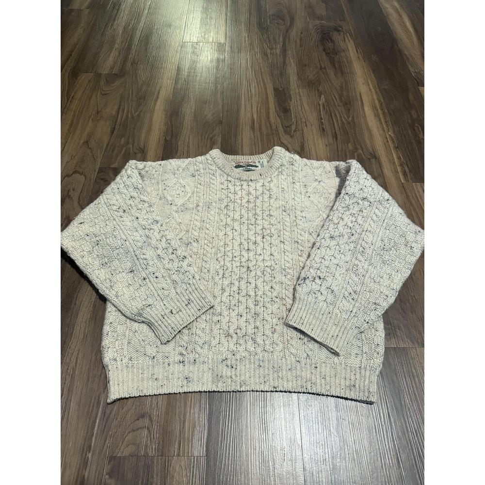 Men's Cable Knit Cardigan Sweater - Cream Speckle